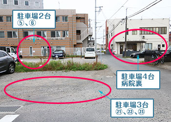 左右に9台分、当院の駐車場がございます